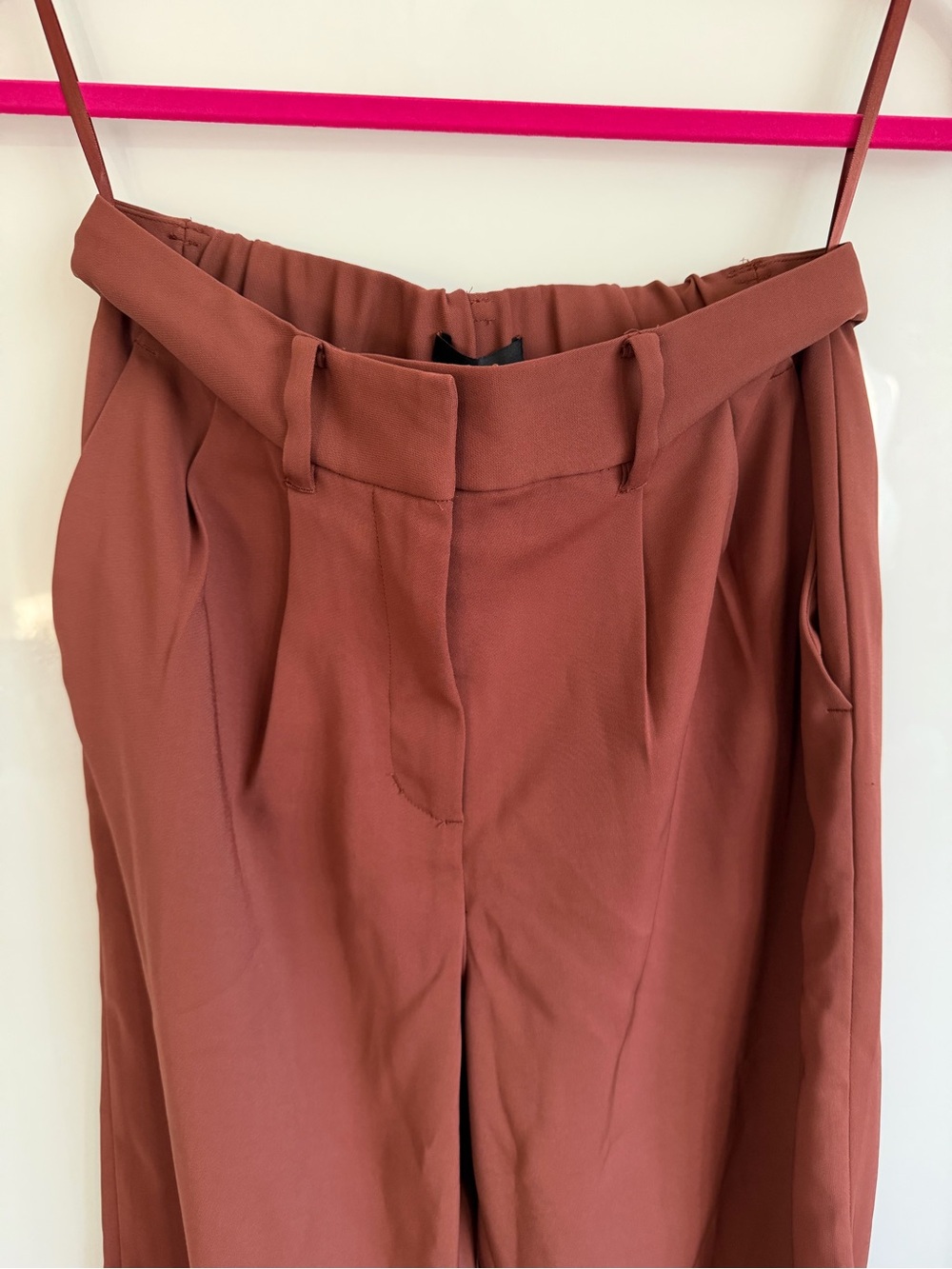 Quince Rust-Brown High-Rise Pleated Trousers - Picture 4 of 9